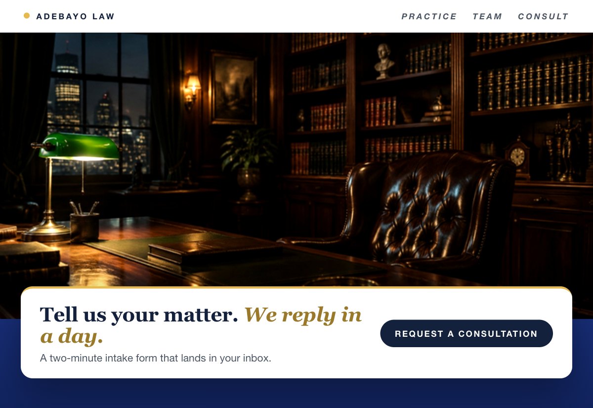 An intake form that emails you, an example for lawyers.