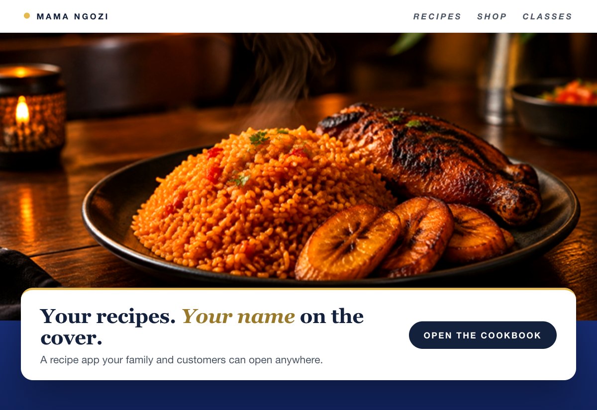 A recipe app with your family dishes, an example for home cooks.
