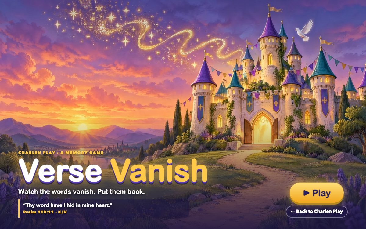 Verse Vanish, a Bible memory game on Charlen Play.